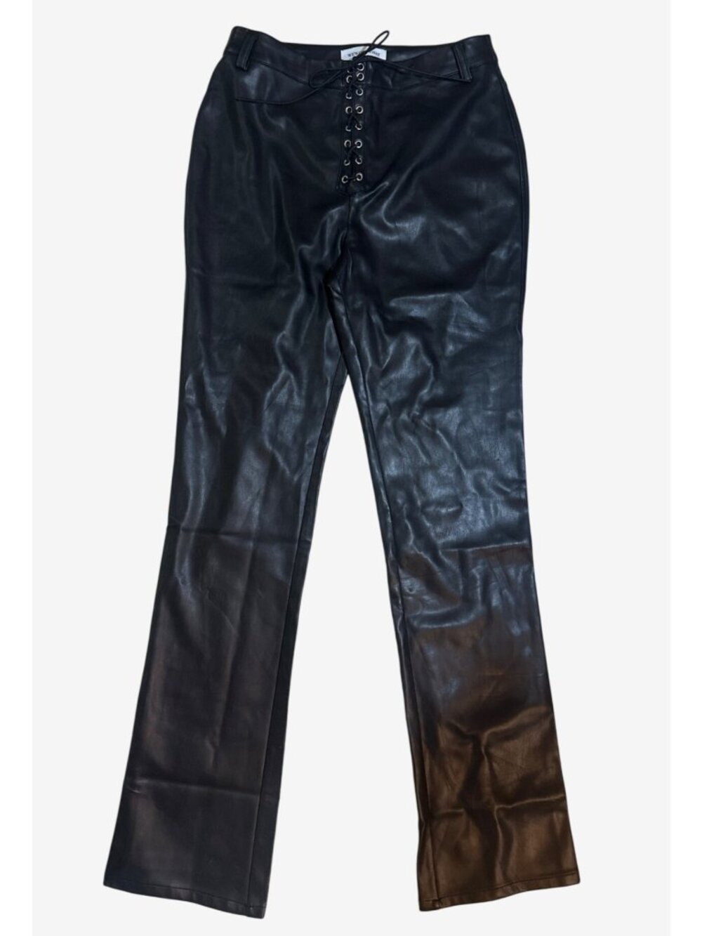 WeWoreWhat Womens $168 Lace Front Pant Size 27 Faux Leather Black